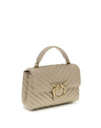 PINKO Beige Calf Leather Bos Taurus Handbag
