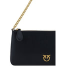 PINKO Black Calf Leather Bos Taurus Shoulder Bag