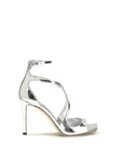 Jimmy Choo Silver Calf Leather Bos Taurus Stiletto Heel Sandals