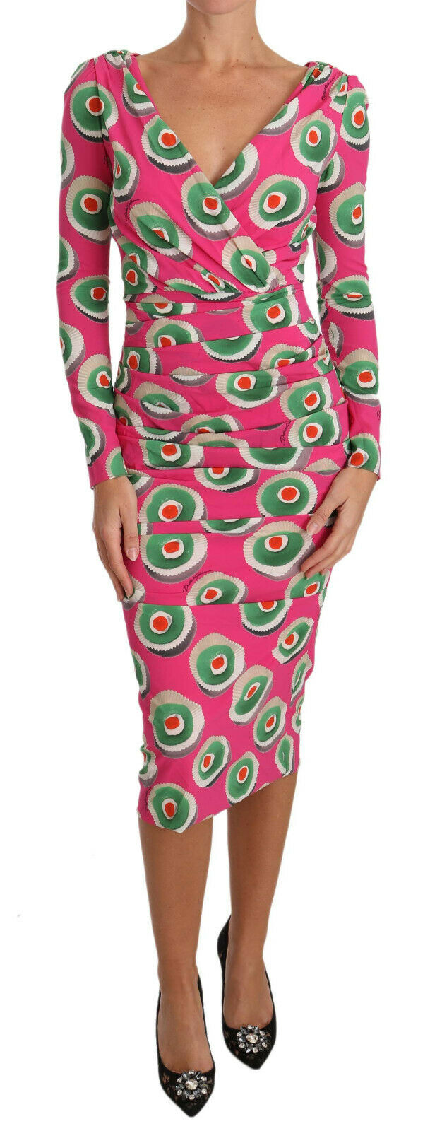 Dolce &amp; Gabbana Pink Silk Cup Cake Sheath Stretch  Dress