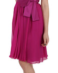 Dolce & Gabbana Fuchsia Pink Bow Silk Sleeveless Dress