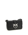 PINKO Black Calf Leather Bos Taurus Shoulder Bag