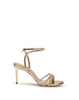 Casadei Gold Calf Leather Bos Taurus Stiletto Heel Sandals