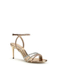 Casadei Gold Calf Leather Bos Taurus Stiletto Heel Sandals