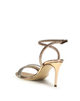 Casadei Gold Calf Leather Bos Taurus Stiletto Heel Sandals