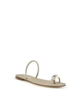 Casadei Gold Calf Leather Bos Taurus Flat Sandals