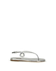 Casadei Silver Calf Leather Bos Taurus Flat Sandals