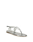 Casadei Silver Calf Leather Bos Taurus Flat Sandals