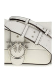 PINKO White Calf Leather Bos Taurus Shoulder Bag