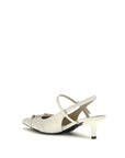 PINKO White Calf Leather Bos Taurus Mid Heel Pumps