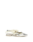 PINKO Silver Calf Leather Bos Taurus Ballet Flats