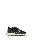 PINKO Black Calf Leather Bos Taurus Athletic Sneakers