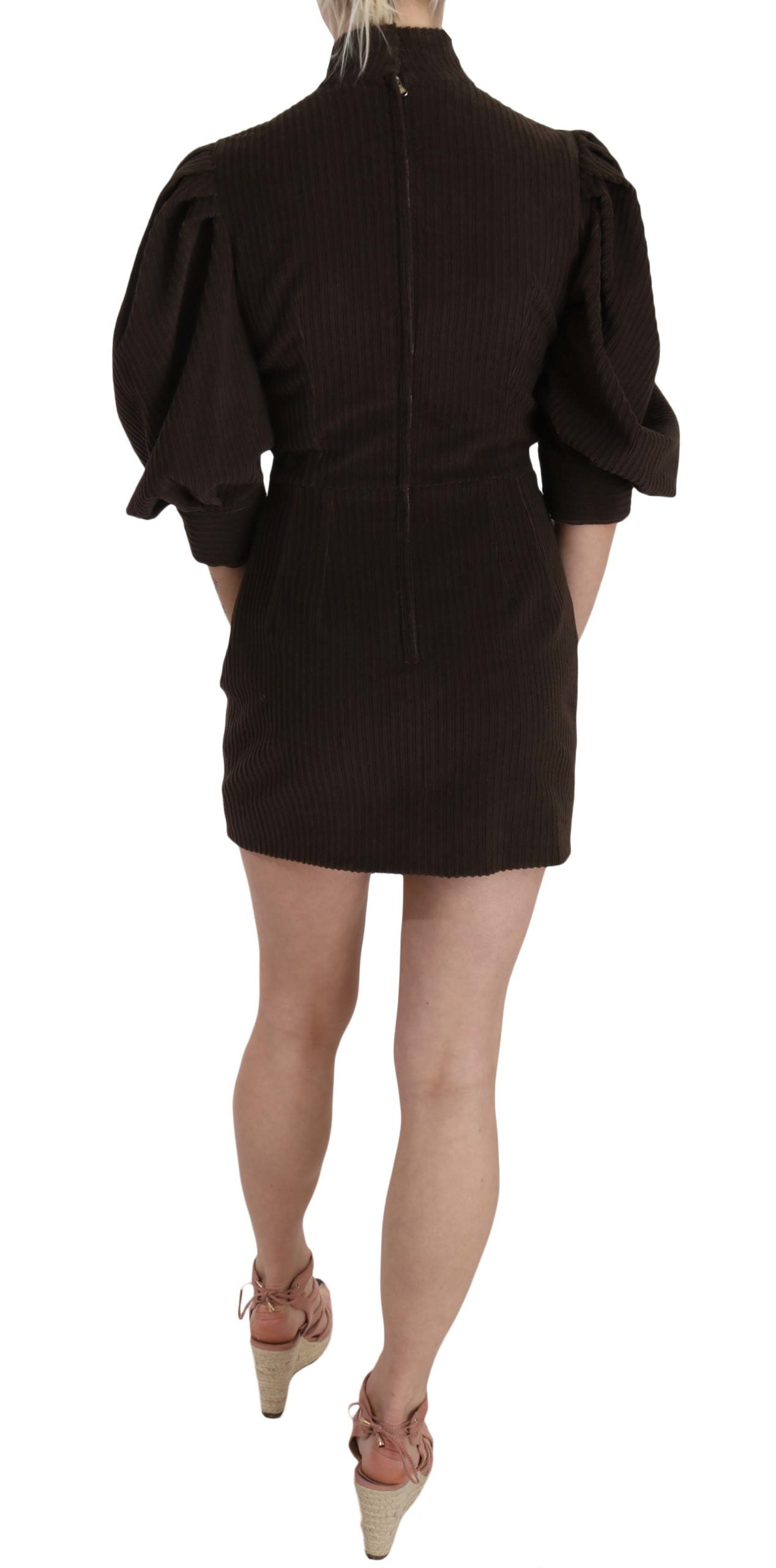 Dolce &amp; Gabbana Brown Corduroy Bodycon Cotton Mini Dress