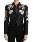 Dolce & Gabbana Black Jacquard Crystal Floral Jacket