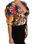 Dolce & Gabbana Crystal Sequined Floral Jacket Coat