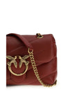 PINKO Bordeaux Calf Leather Bos Taurus Shoulder Bag