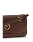 PINKO Brown Calf Leather Bos Taurus Shoulder Bag