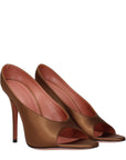 Amina Muaddi Brown Satin High Heel Pumps