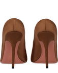 Amina Muaddi Brown Satin High Heel Pumps