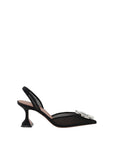 Amina Muaddi Black Nylon High Heel Pumps