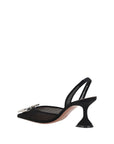 Amina Muaddi Black Nylon High Heel Pumps