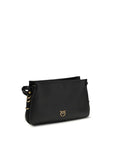 PINKO Black Calf Leather Bos Taurus Shoulder Bag