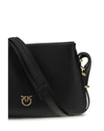 PINKO Black Calf Leather Bos Taurus Shoulder Bag