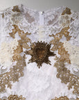 Dolce & Gabbana Ivory Lace Silk Embellished Sleeveless  Dress
