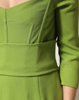 Dolce & Gabbana Green Silk Sweetheart Neckline Midi  Dress