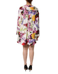 Dolce & Gabbana Multicolor Floral Cotton Longsleeves Midi Dress