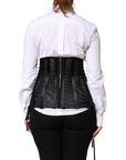 Dolce & Gabbana Black Lace-Up Waist Cincher Bustier Corset Top
