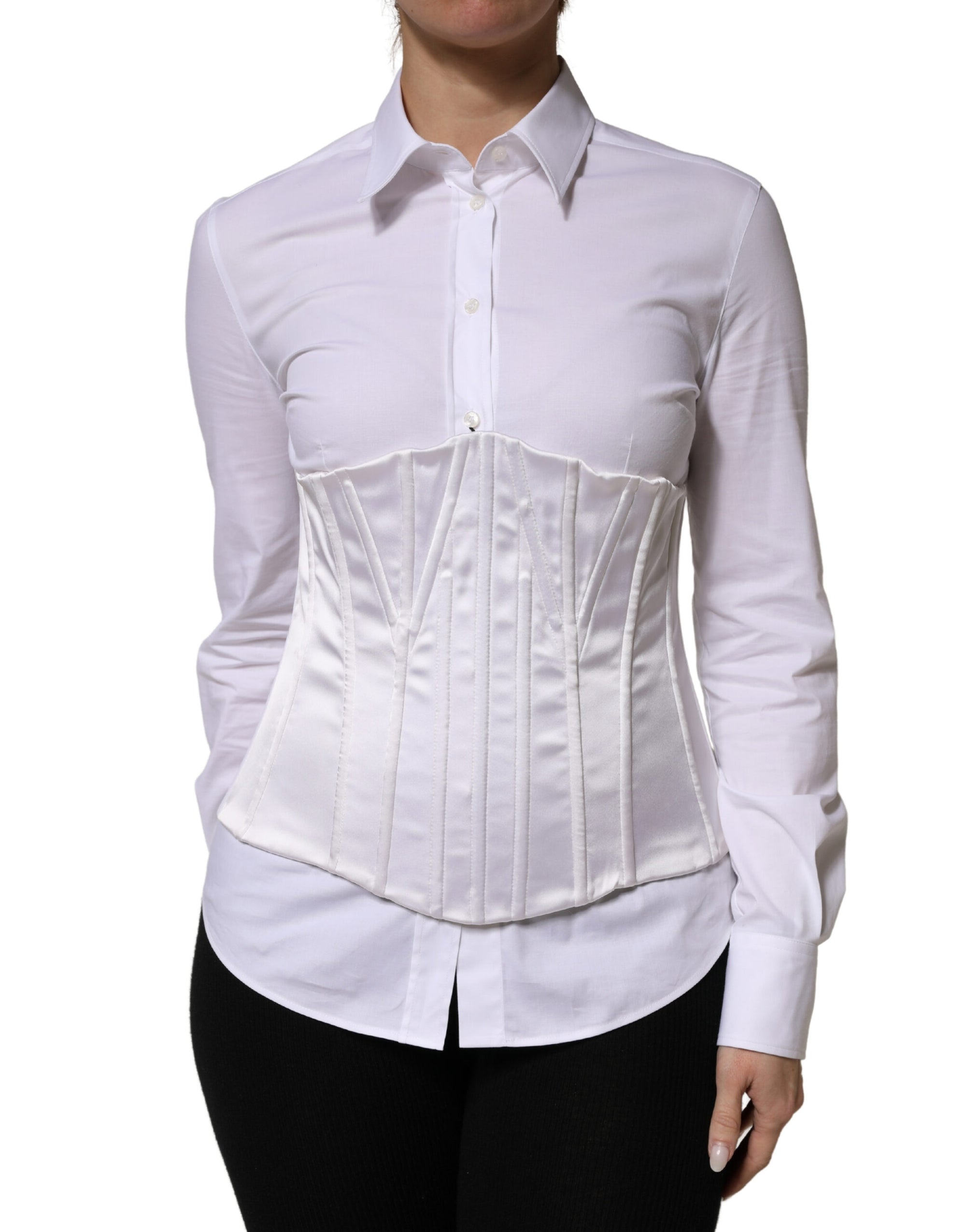 Dolce &amp; Gabbana White Polyamide Waist Cincher Bustier Corset Top