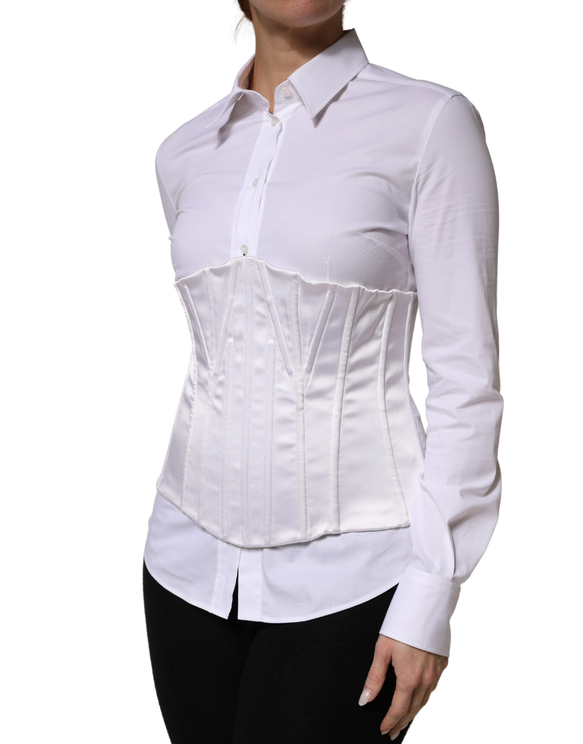 Dolce &amp; Gabbana White Polyamide Waist Cincher Bustier Corset Top