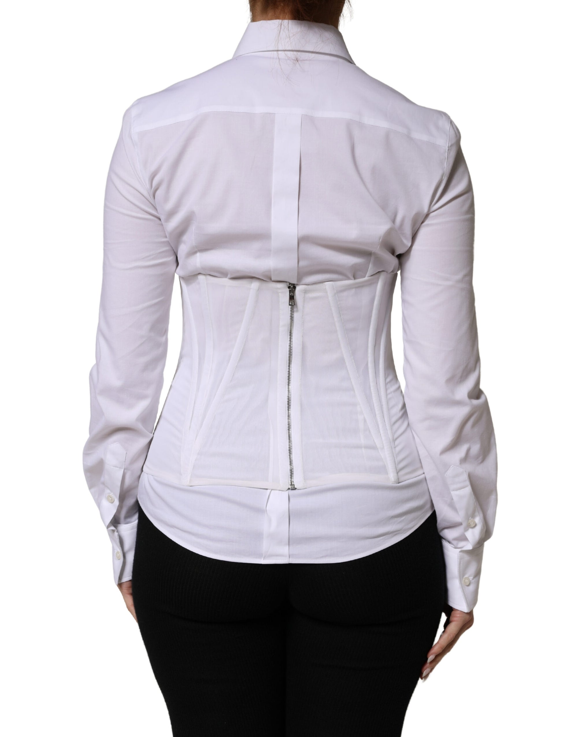 Dolce &amp; Gabbana White Polyamide Waist Cincher Bustier Corset Top