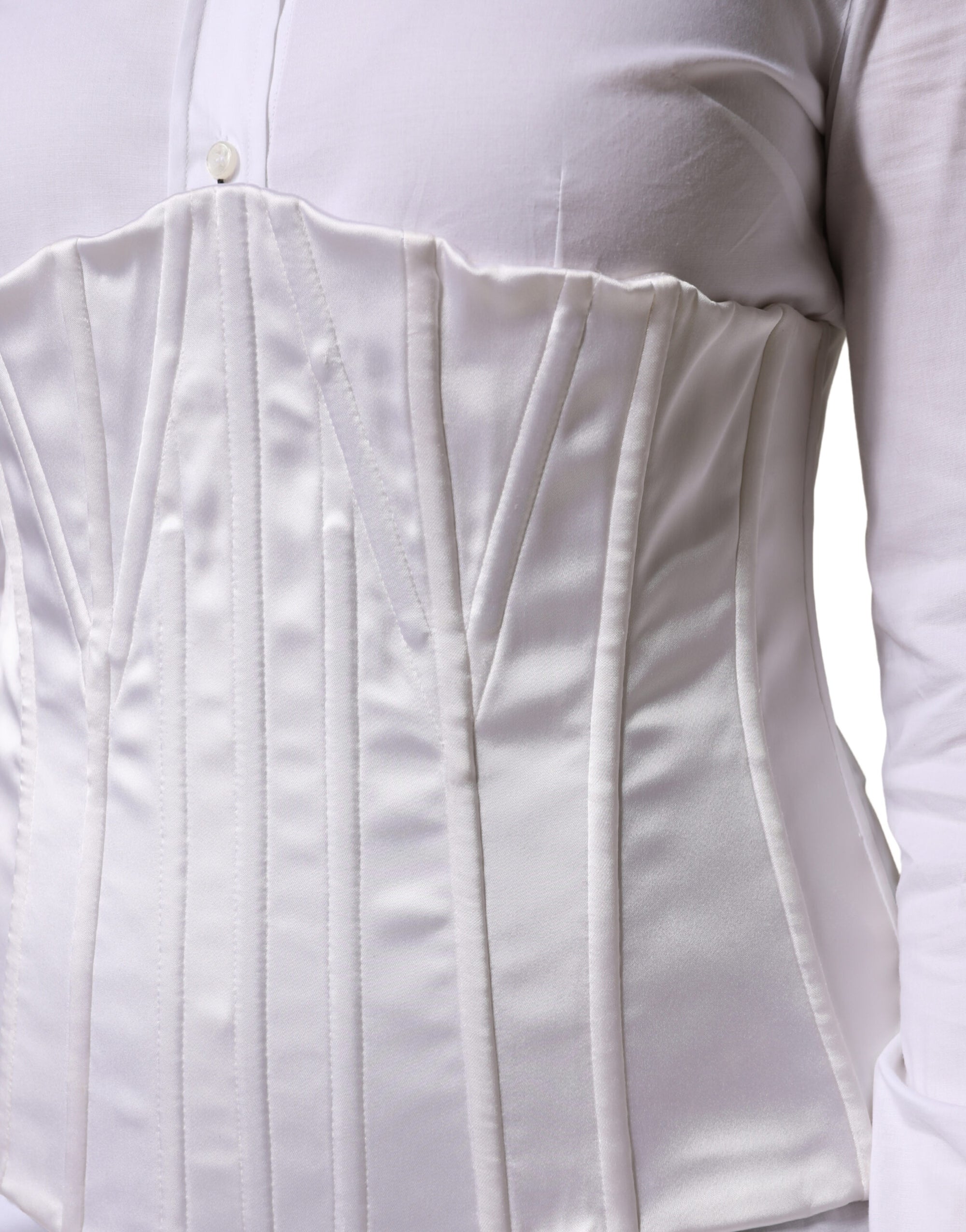 Dolce &amp; Gabbana White Polyamide Waist Cincher Bustier Corset Top
