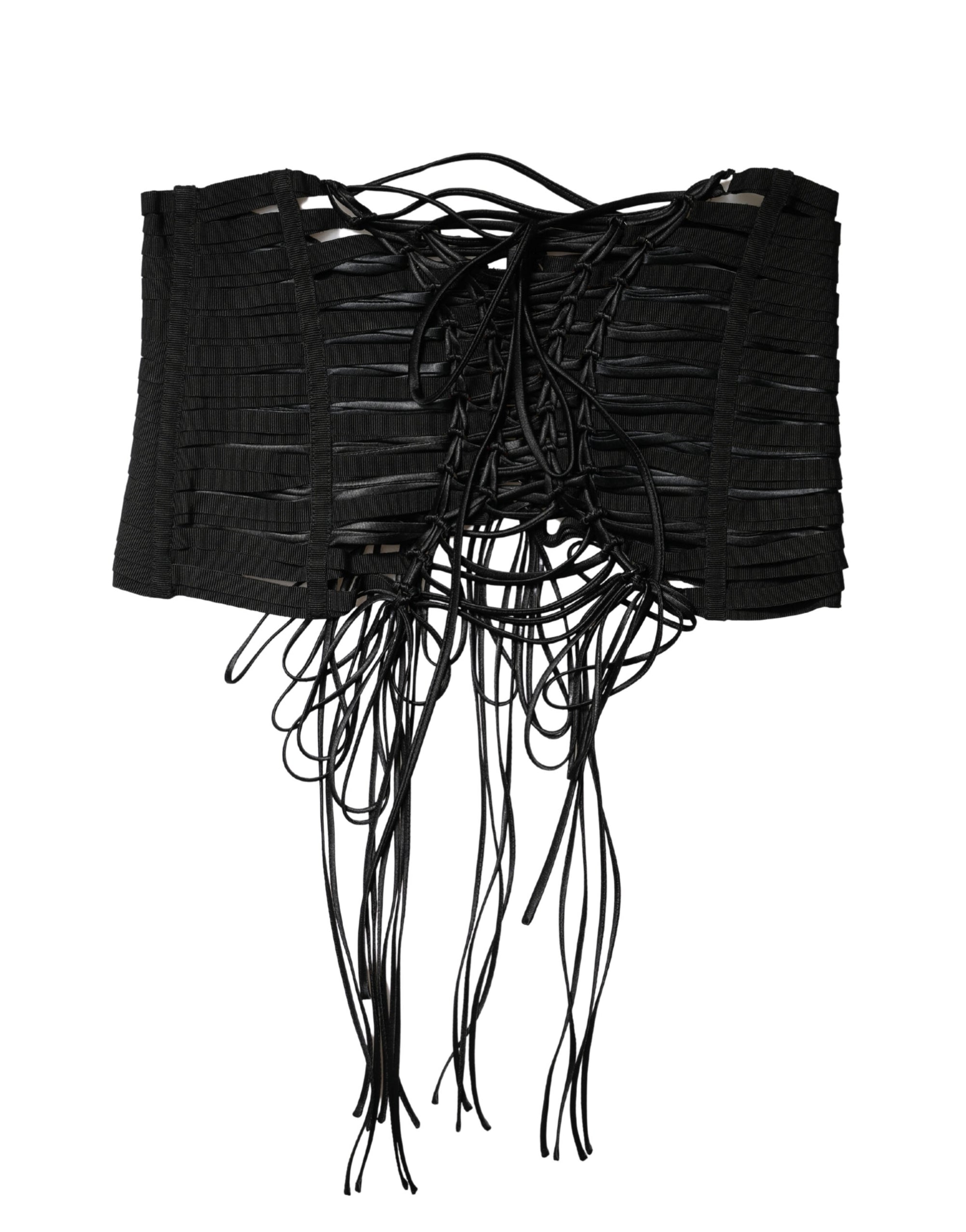 Dolce &amp; Gabbana Black Polyester LaceUp Waist Cincher Corset Top