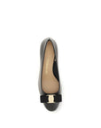 Ferragamo Black Calf Leather Bos Taurus Mid Heel Pumps