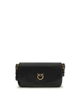 PINKO Black Calf Leather Bos Taurus Shoulder Bag