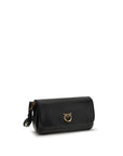 PINKO Black Calf Leather Bos Taurus Shoulder Bag