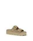 Prada Beige Calf Leather Bos Taurus Platform Sandals