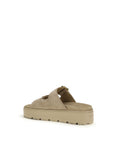 Prada Beige Calf Leather Bos Taurus Platform Sandals