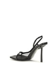 LE SILLA Black Calf Leather Bos Taurus Stiletto Heel Sandals