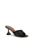 Amina Muaddi Black Calf Leather Bos Taurus Stiletto Heel Sandals