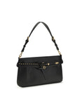 PINKO Black Calf Leather Bos Taurus Shoulder Bag