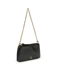 PINKO Black Calf Leather Bos Taurus Shoulder Bag