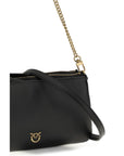 PINKO Black Calf Leather Bos Taurus Shoulder Bag