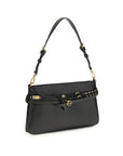 PINKO Black Calf Leather Bos Taurus Shoulder Bag
