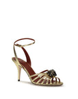 Valentino Garavani Gold Goatskin Stiletto Heel Sandals