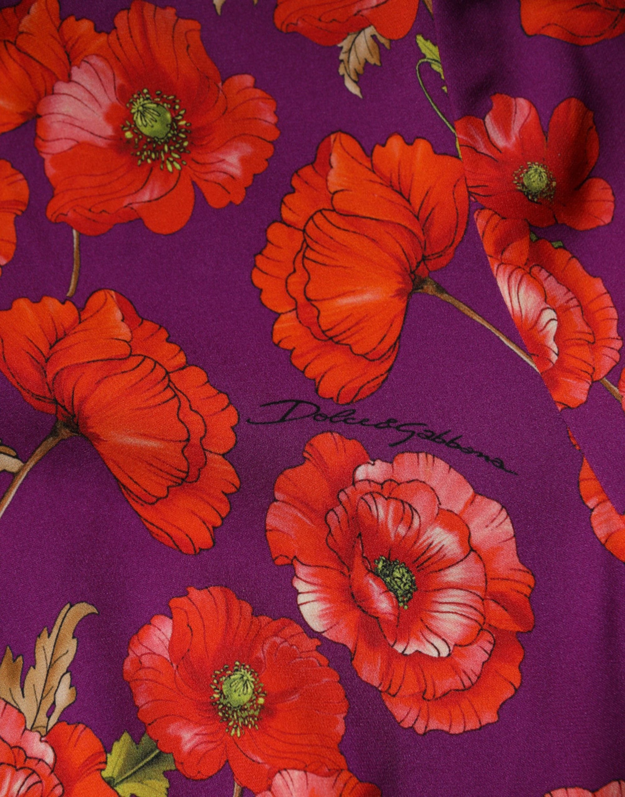 Dolce &amp; Gabbana Purple Silk Floral Print Midi Sheath Dress