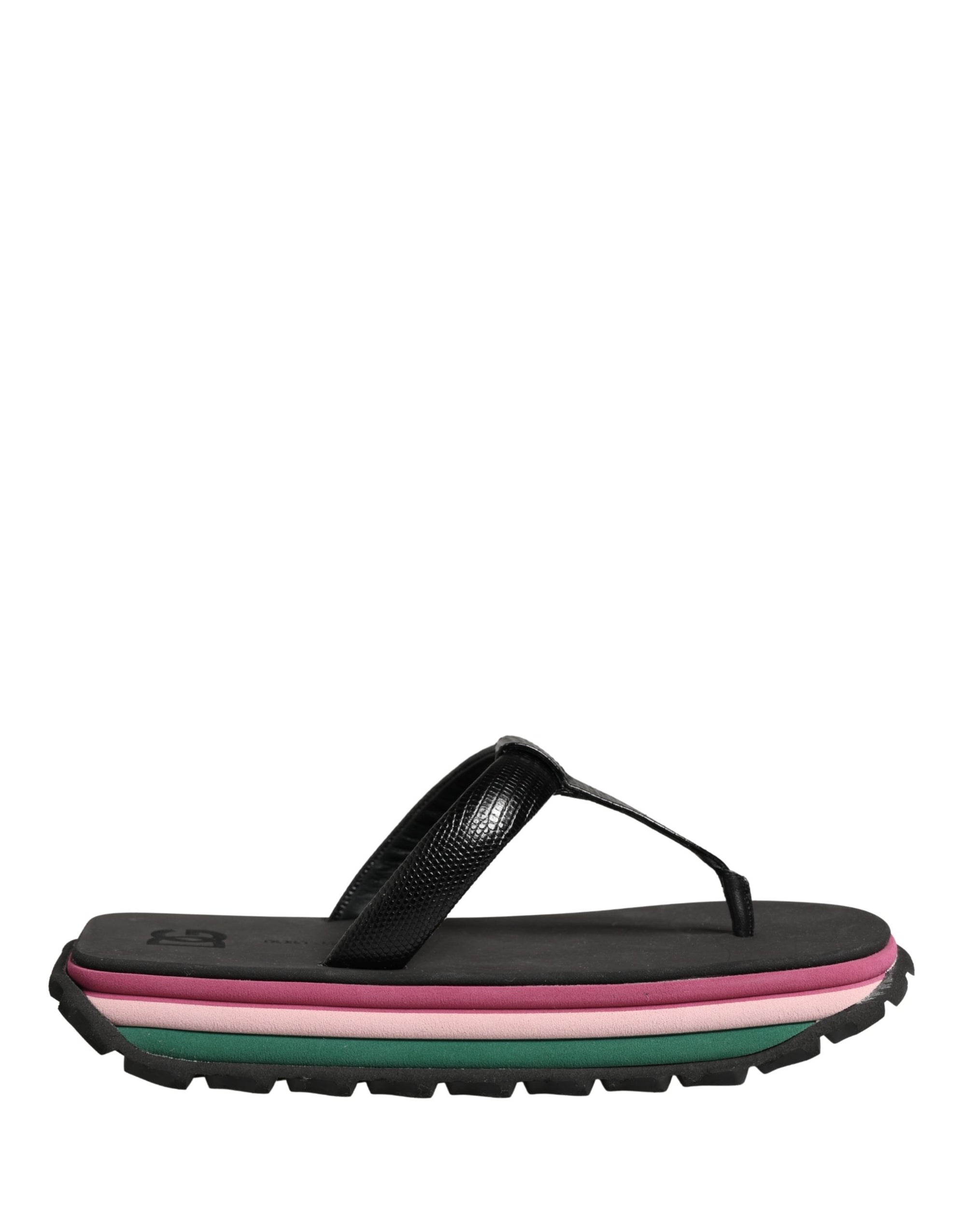 Dolce &amp; Gabbana Multicolor Rubber Chunky Flip Flop Shoes